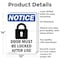 Signmission Door Must Be Locked, 10 in W x Rectangle, Aluminum OS-2PACK-NS-A-1014-V-11501 - alternate 2